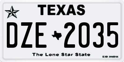 TX license plate DZE2035