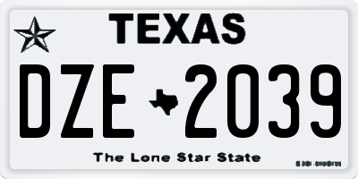 TX license plate DZE2039
