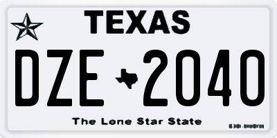 TX license plate DZE2040