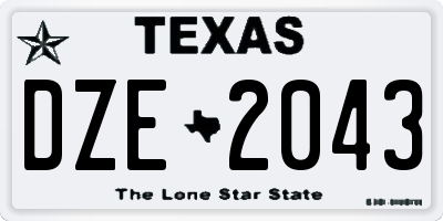 TX license plate DZE2043