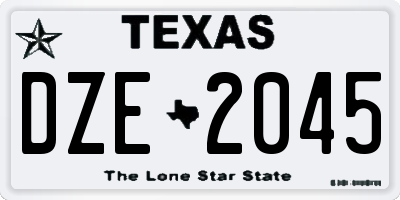 TX license plate DZE2045