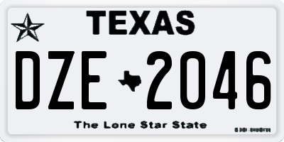 TX license plate DZE2046