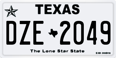 TX license plate DZE2049