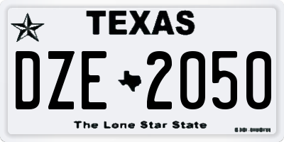 TX license plate DZE2050