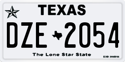 TX license plate DZE2054