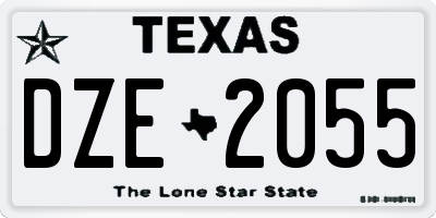 TX license plate DZE2055