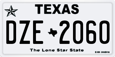 TX license plate DZE2060
