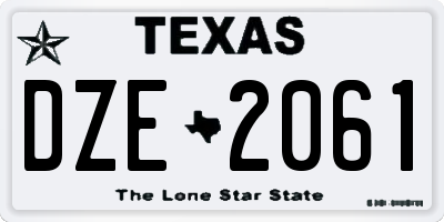 TX license plate DZE2061