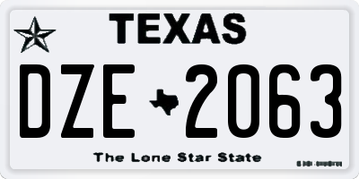 TX license plate DZE2063