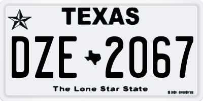 TX license plate DZE2067