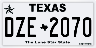 TX license plate DZE2070