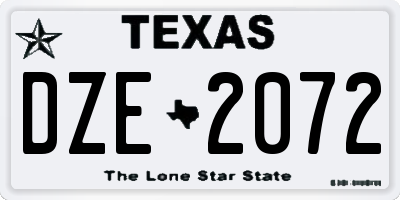 TX license plate DZE2072