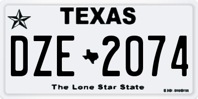 TX license plate DZE2074