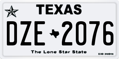 TX license plate DZE2076