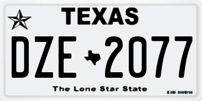 TX license plate DZE2077
