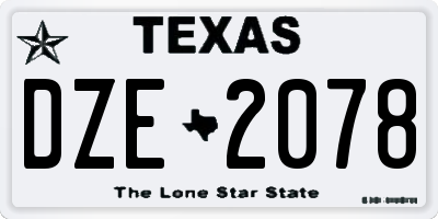 TX license plate DZE2078