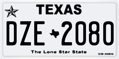 TX license plate DZE2080