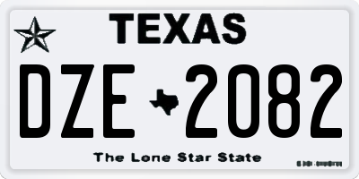 TX license plate DZE2082