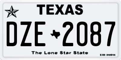 TX license plate DZE2087