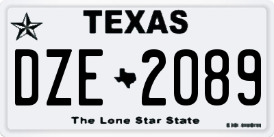 TX license plate DZE2089