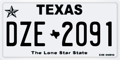 TX license plate DZE2091