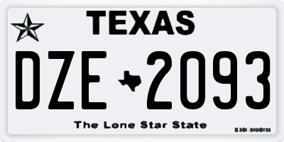 TX license plate DZE2093