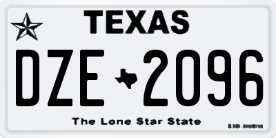 TX license plate DZE2096