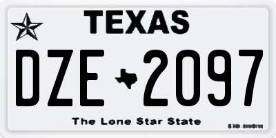 TX license plate DZE2097