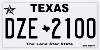 TX license plate DZE2100
