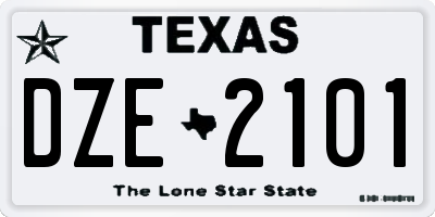 TX license plate DZE2101