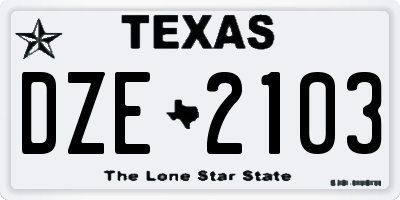TX license plate DZE2103