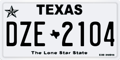 TX license plate DZE2104