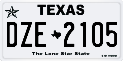 TX license plate DZE2105