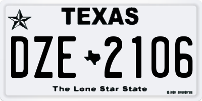 TX license plate DZE2106