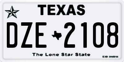 TX license plate DZE2108