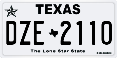 TX license plate DZE2110