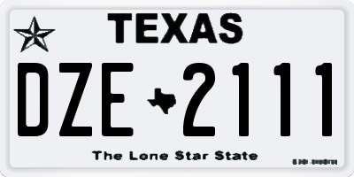 TX license plate DZE2111
