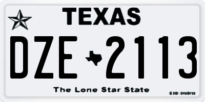 TX license plate DZE2113