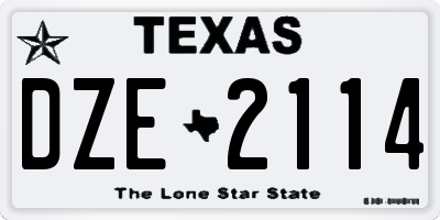 TX license plate DZE2114