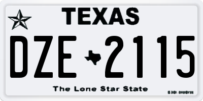 TX license plate DZE2115