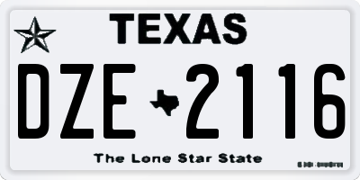 TX license plate DZE2116