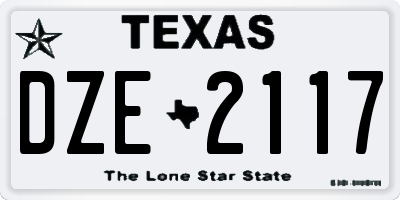 TX license plate DZE2117