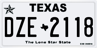 TX license plate DZE2118