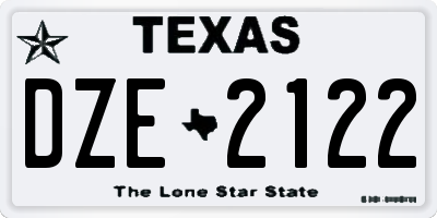 TX license plate DZE2122
