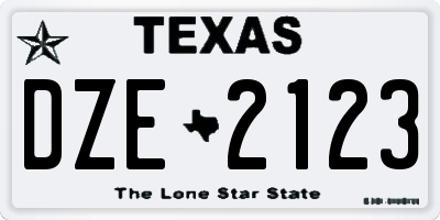 TX license plate DZE2123