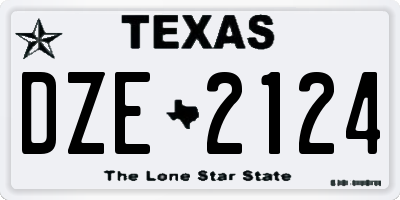 TX license plate DZE2124