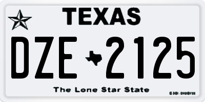 TX license plate DZE2125