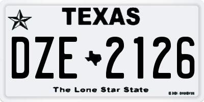 TX license plate DZE2126