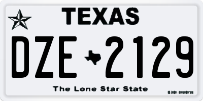 TX license plate DZE2129