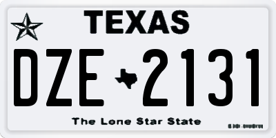 TX license plate DZE2131
